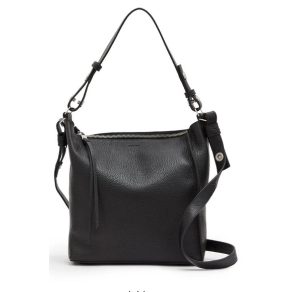 ALLSAINTS All Saints Kita Pebbled Leather Crossbody Shoulder Bag Black - Picture 1 of 6